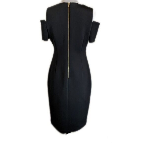 Calvin Klein black cold shoulder knee length sheath bodycon dress 4 - Picture 2 of 7